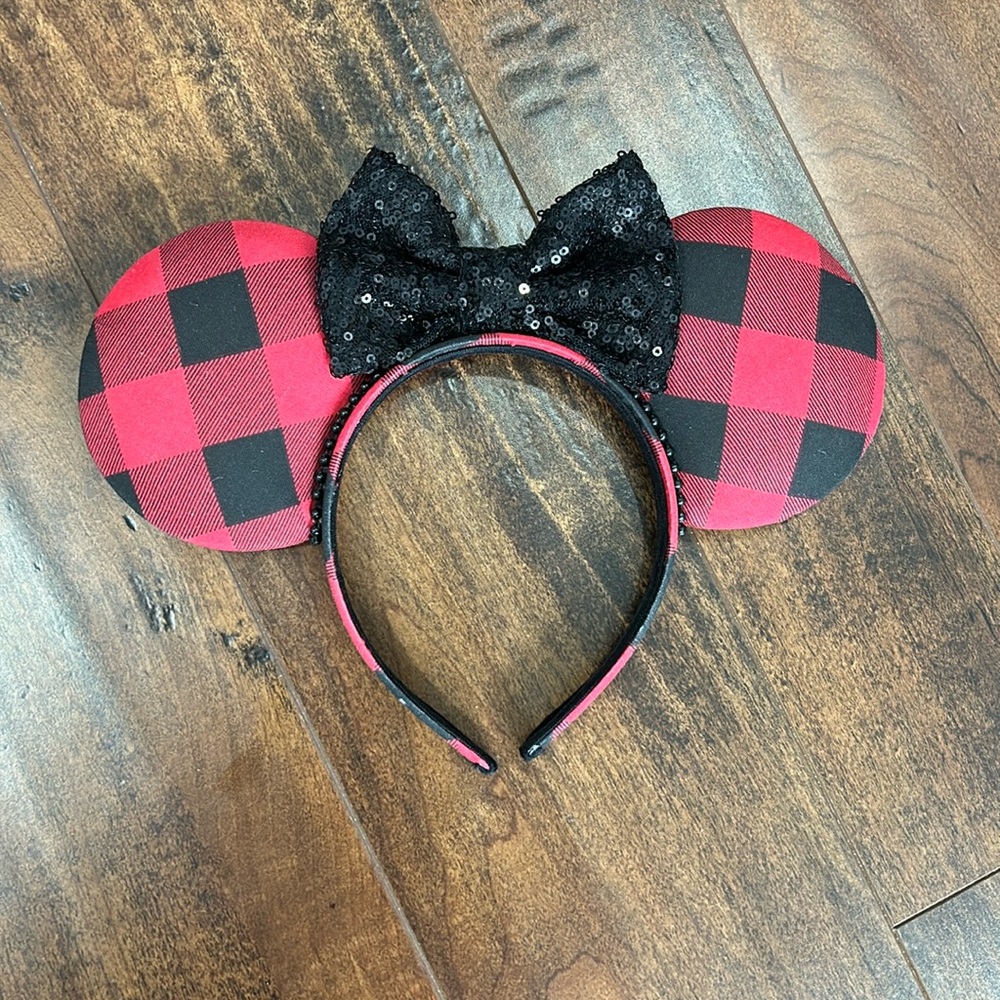 Christmas Buffalo Plaid Minnie Mouse Ears